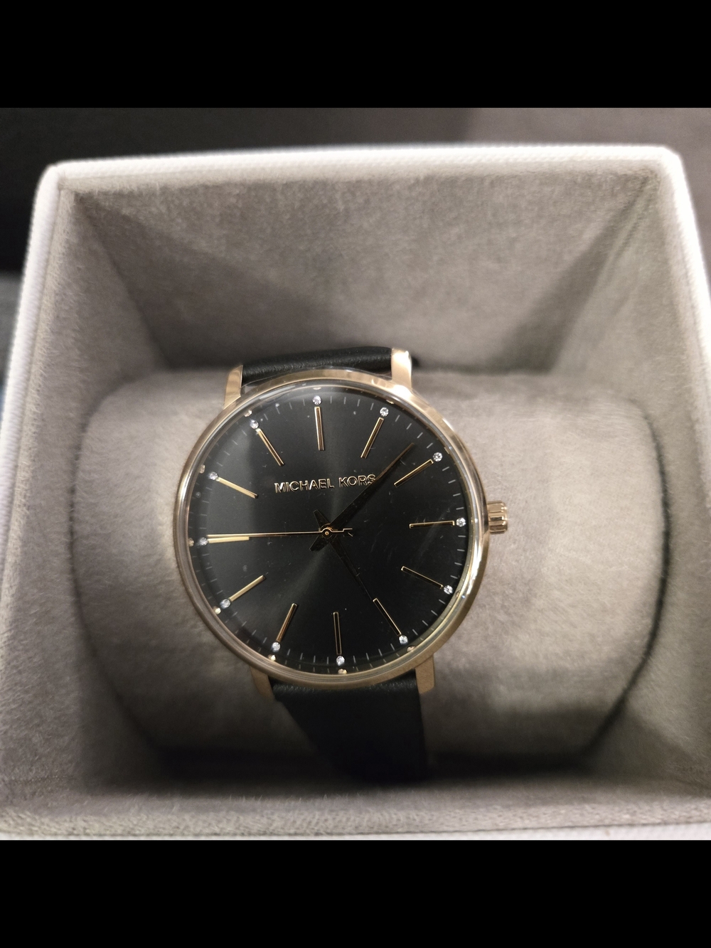 NIB-Michael Kors Black and Gold Minimalist Watch - Picture 6 of 8